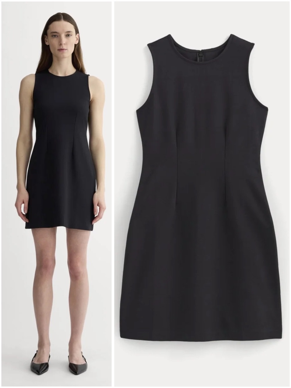 Everlane The Dream ’90s Shift Dress Black Sleeveless Mini XL NWT Double Knit